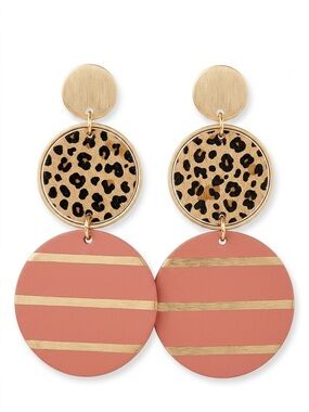 Plunder earrings NWT Pink & Leopard print, Drop Earrings, dangly boho earrings